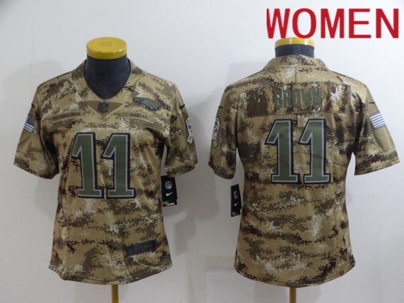 Women Philadelphia Eagles #11 Brown Camo 2022 Nike Limited Vapor Untouchable NFL Jersey->women nfl jersey->Women Jersey